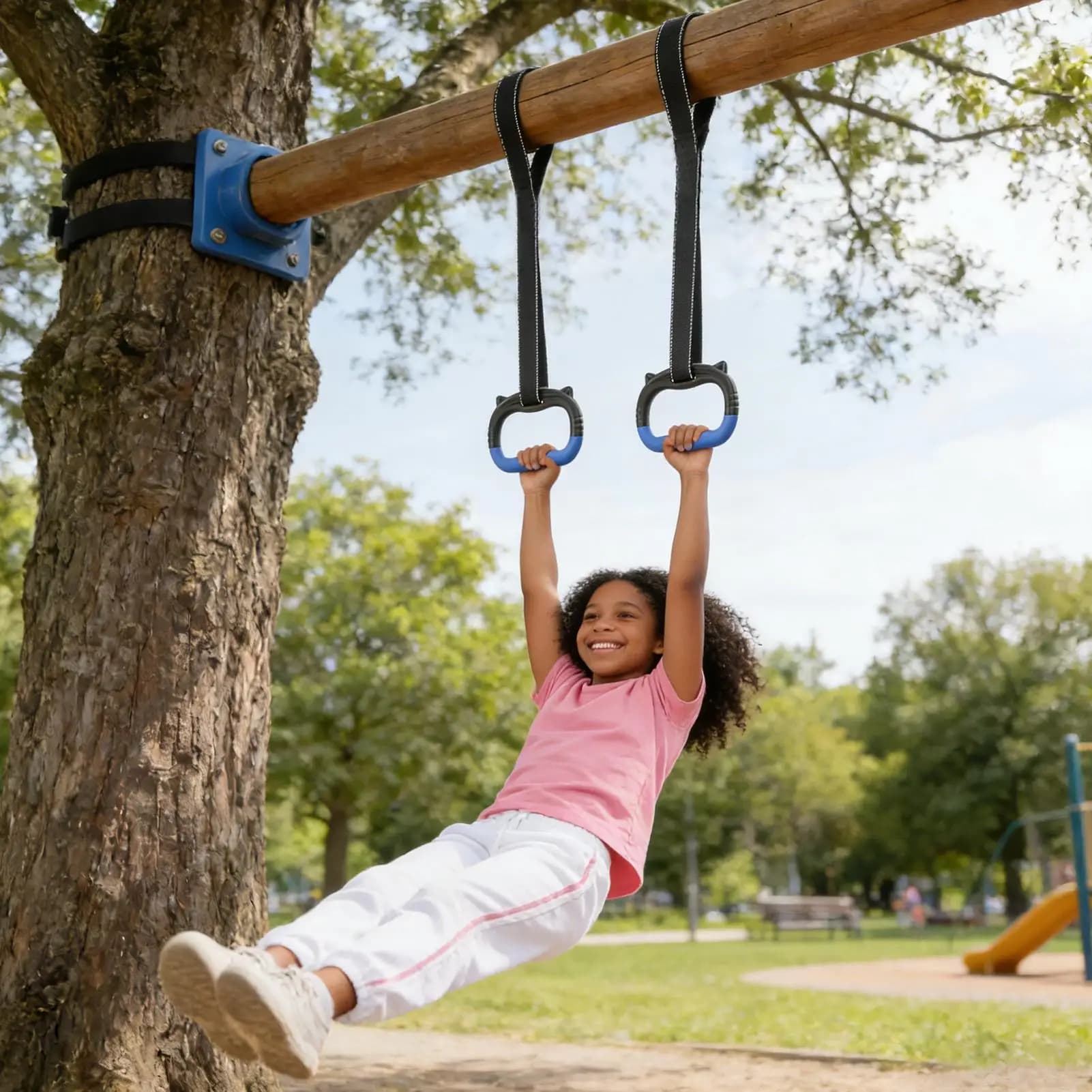 Gymnastics Rings for Kids Horizontal Bar Adjustable Hanging Straps for Indoor Pull-Up Hammock Play Children Calisthenics Train