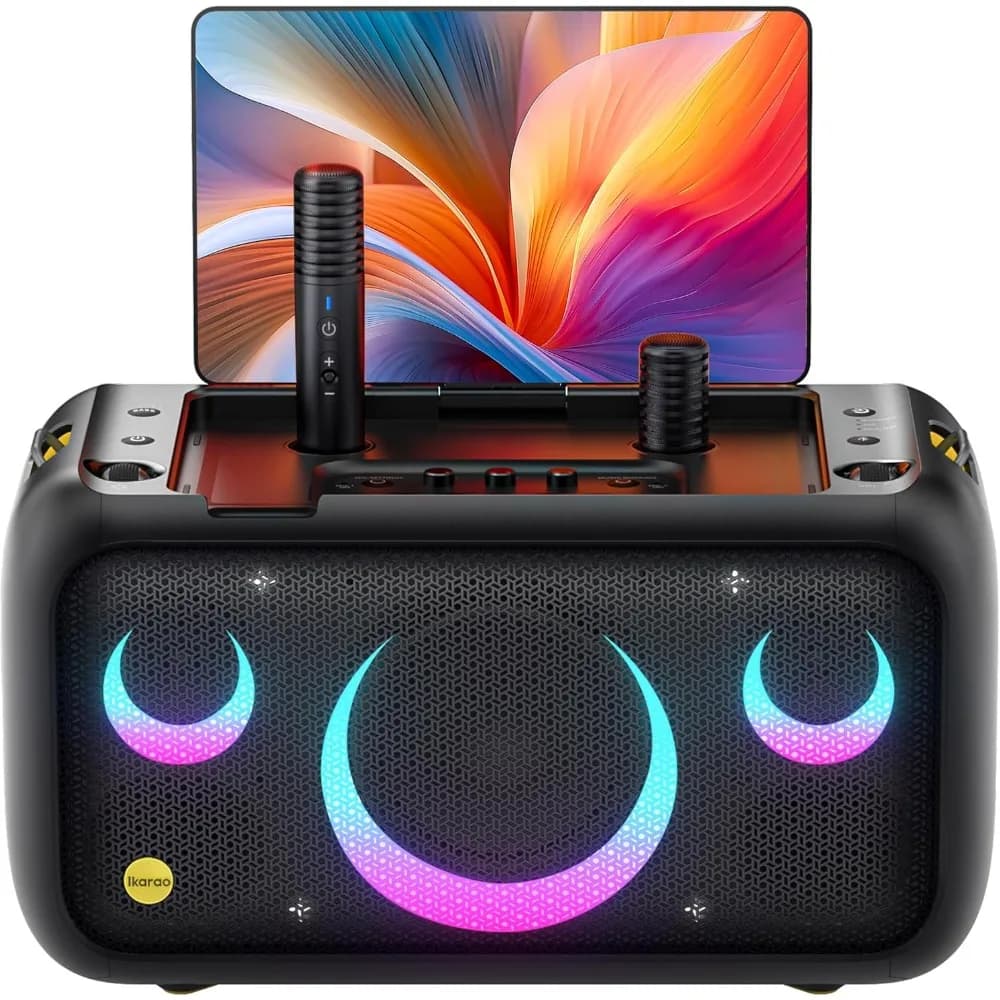 Macchina per karaoke per adulti con display da 13,3 pollici Testi integrati Altoparlante per feste Bluetooth da 460 W 2 microfoni wireless Auto