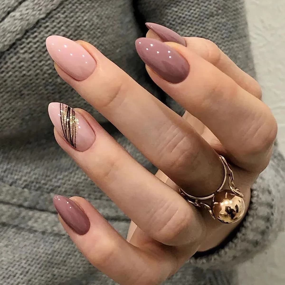 24 Fine Nails Wearable for Manicure, Unghie Finte a Ballerina Rimovibili, Unghie Finte a Mandorla Finished for Women and Girls, Artistic Decoration for Nails