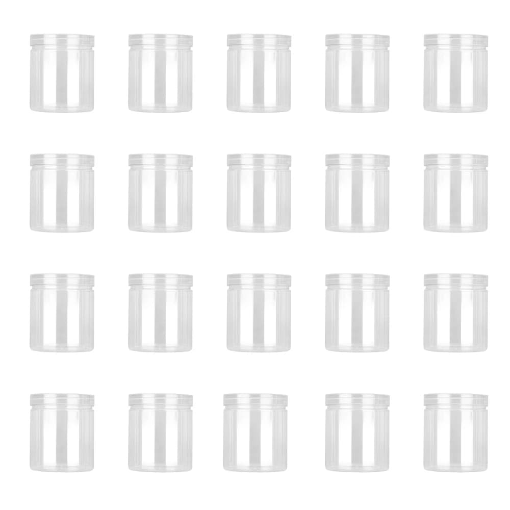 20 barattoli di plastica da 500 ml con coperchio, contenitore sigillato in PET, contenitore vuoto per alimenti, contenitore trasparente per la conservazione, da viaggio