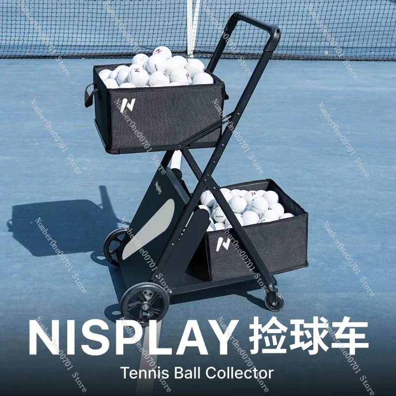 Carrello Raccoglipalline da Tennis Pieghevole Portatile per Allenatori - Strumento per la Raccolta delle Palline da Tennis