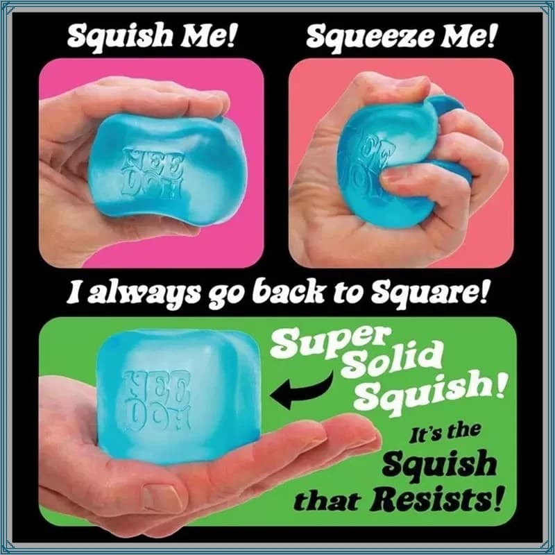Nee Doh Nice Cube Giocattolo Sensoriale Antistress, Giocattolo da Scrivania per Alleviare l'Ansia e Migliorare la Concentrazione, Cubo Sensoriale da Spremere per Adulti e Bambini