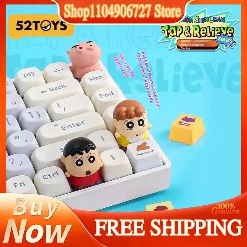 52Toys Crayon Shinchan Giocattoli Antistress Keycap Blind Box Statuetta da Collezione per Decorazione Tastiera Meccanica Ornamento Anime Regali