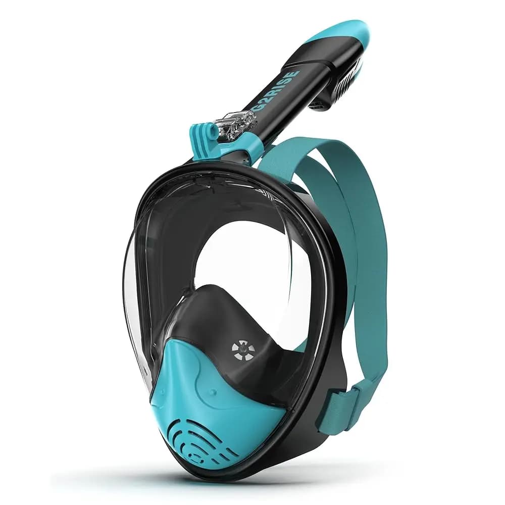 Maschera Subacquea Integrale per Adulti e Bambini con Supporto per Fotocamera Rimovibile, Respirazione Sicura, Antiappannamento e Antinfiltrazione