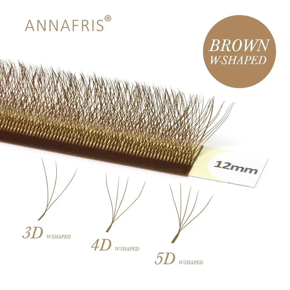 ANNAFRIS Estensioni ciglia a forma di W marrone 2D 3D 4D 5D YY Lash Bloom Fioritura automatica Ventole prefabbricate Ciglia individuali morbide naturali