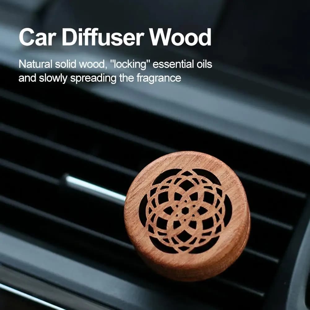 Diffusore di oli essenziali per aromaterapia con clip di sfiato per deodorante per auto in legno per interni auto C0T8