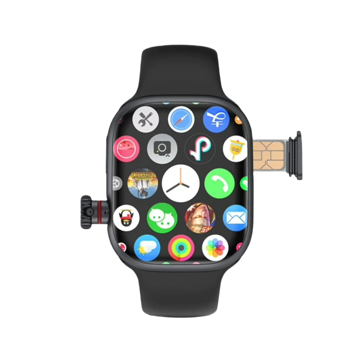 Smartwatch CD99 X 5G with 2,29 inch AMOLED display, 5G LTE and 180 [measuring unit, e.g. 180°]. ° Rotating camera with GPS, WiFi, SIM Card Slots and Health Monitoring