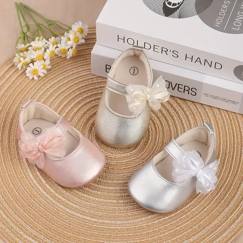 Scarpe da ragazza nuove con nastro magico con nodo a farfalla in PU, piatte, casual, alla moda, scarpe da principessa Mary Jane adatte per i bambini