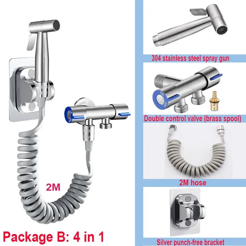 Pistola a spruzzo per WC 304, set accessorio per WC, ugello per lavaggio, pistola ad acqua ad alta pressione per bagno e lavabo