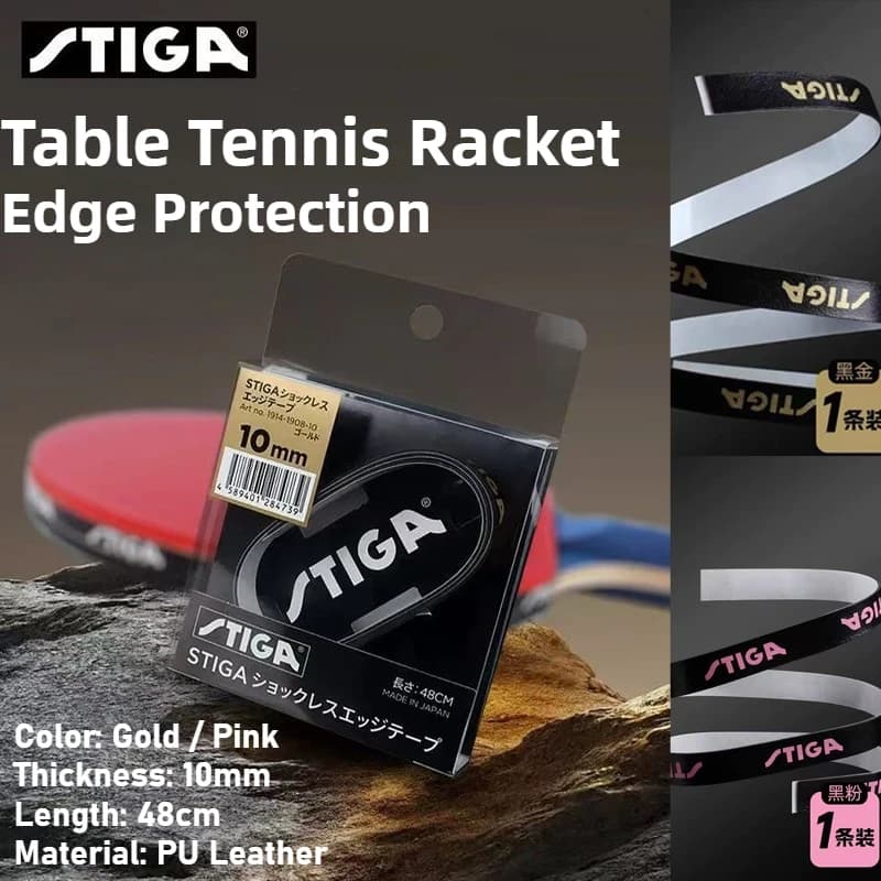 STIGA Table Tennis Racket Edge Tape Guard PU Leather Bumper Wear-Resistant Shock Absorption for Blade Protection 48cm Length