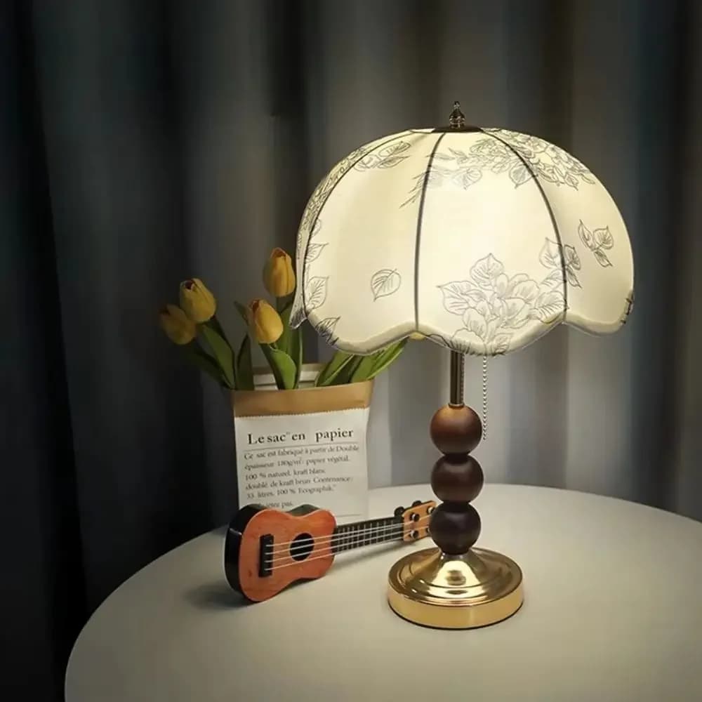 Fabric Lampshade European Vintage Table Lamp Sturdy Structure Even Light Diffusion Elegant Fabric Lampshade Light Soft Light