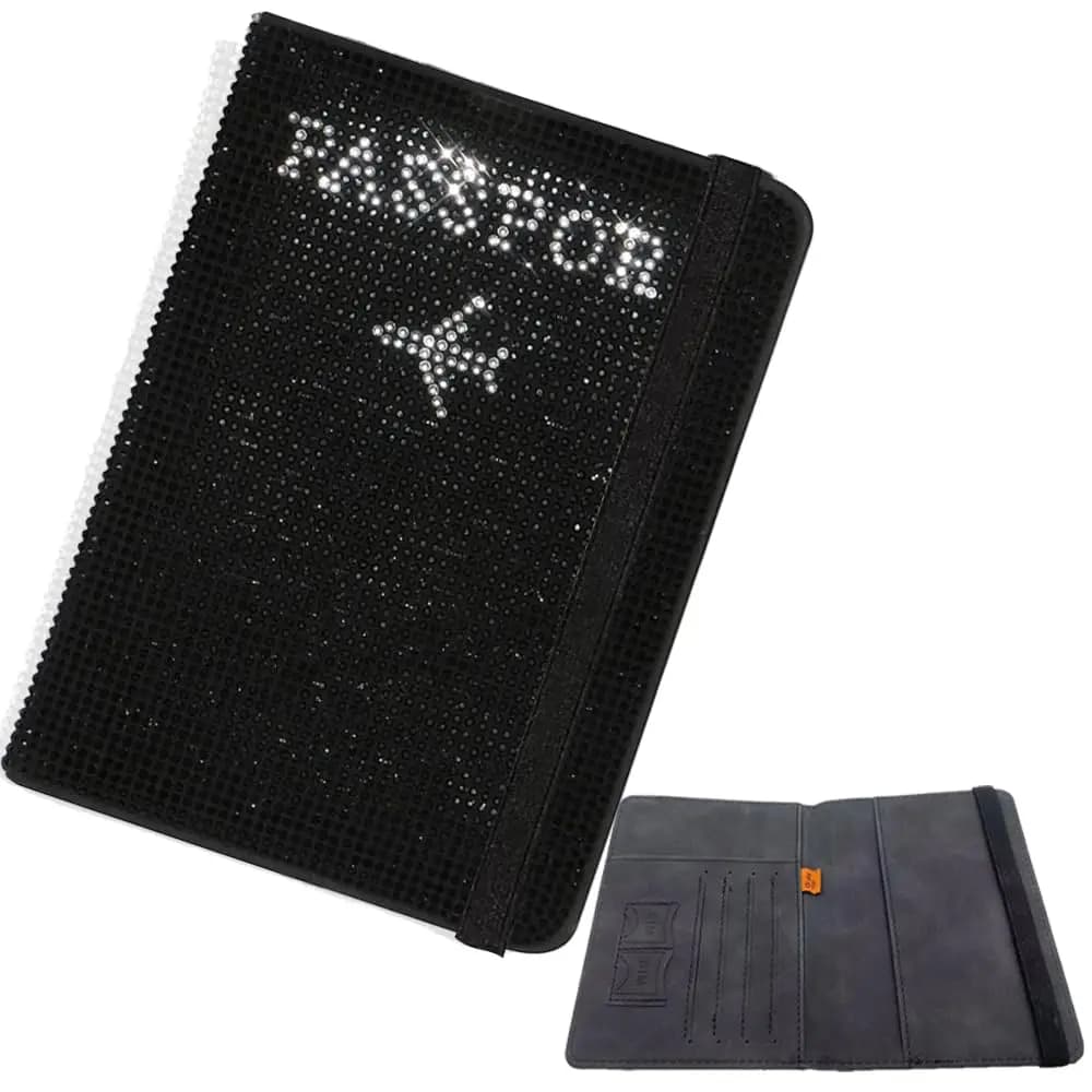 Portachiavi da Donna con Cristalli e Diamanti, Porta Passaporto da Viaggio, Custodia per Passaporto in Pelle PU con Strass Luccicanti, Porta Carte