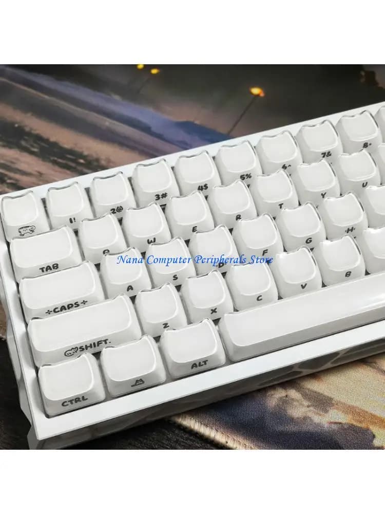 F68C Set copritasti con stampa laterale a tema testa gattino carino con 119 tasti MAO e copertura completa