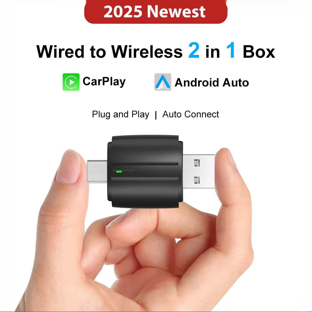 FLIXIVI Interface 2 in 1 Wireless CarPlay/Android Auto Wireless USB/TYPE-C Adapter Smart Mini Box Plug Fast Connection Universal