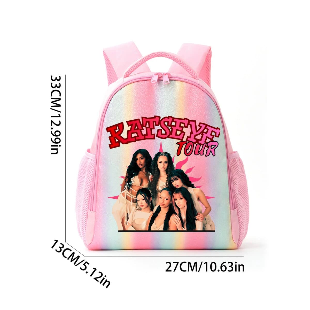 KATSEYE Print Backpack Rainbow Glitter Bag Fashion Kindergarten Casual Travel Daypack Fans