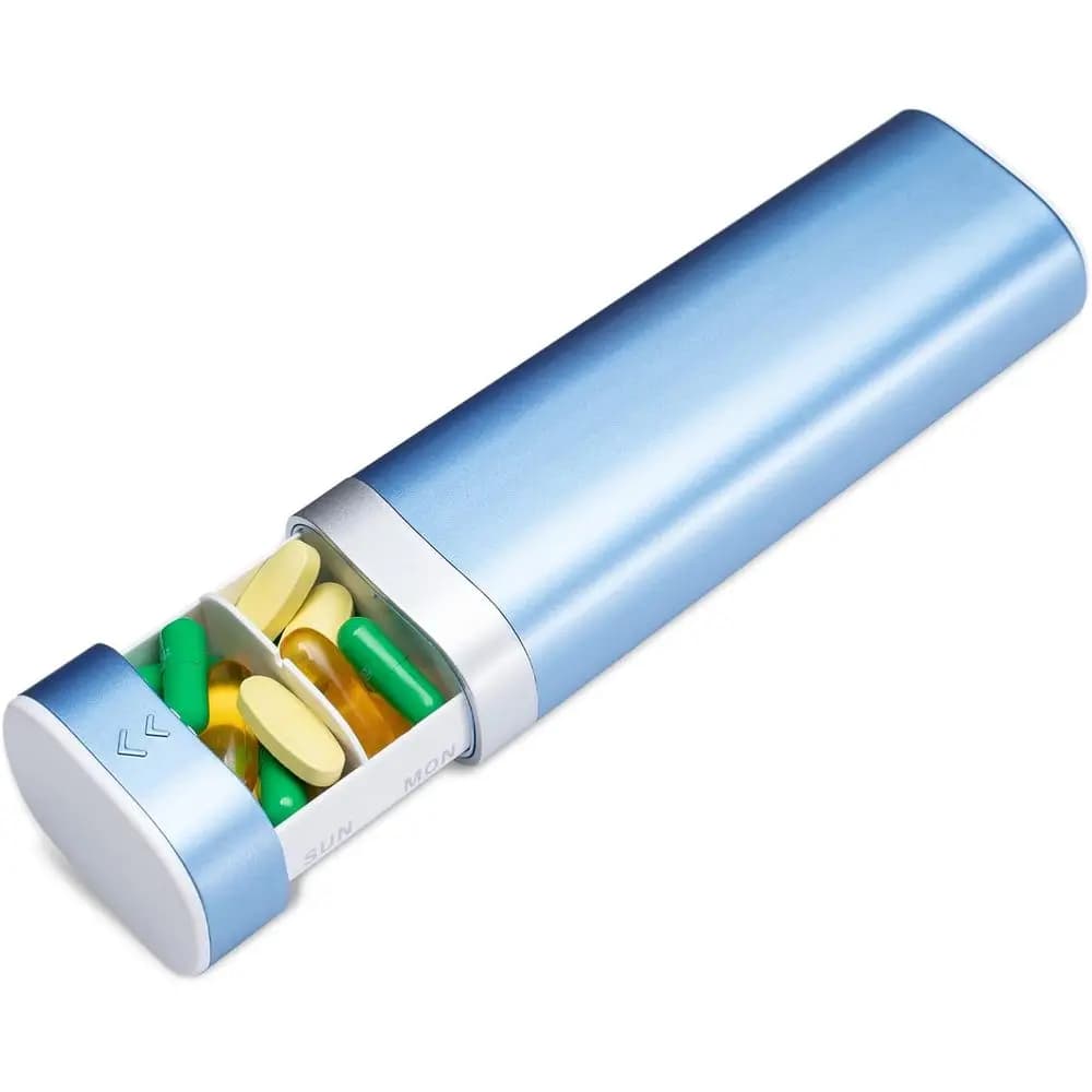 Organizzatore settimanale di pillole da viaggio per 7 giorni, portapillole compatto per uso quotidiano, custodia portatile per vitamine, graziosa scatola per integratori
