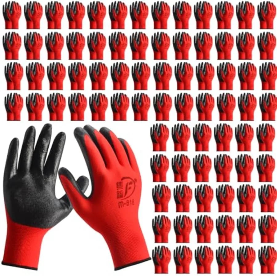 YOUKE OLA 90 Pair Gardening Gloves for Men Women, Breathable Rubber Coated Working Gloves for Gardening, Construction