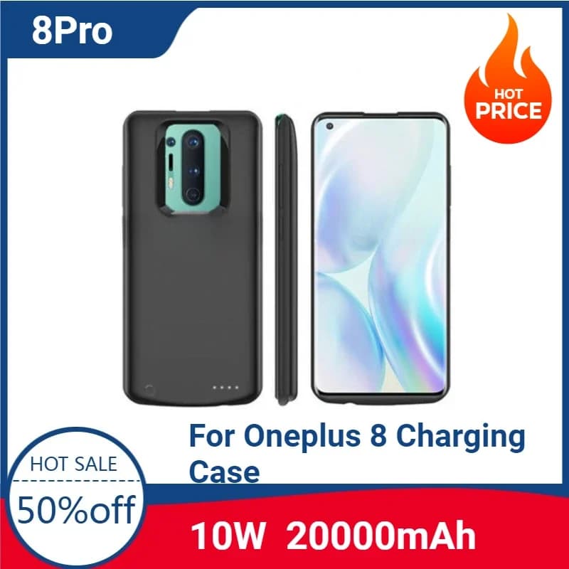 20000mAh Powerbank Cover per OnePlus 8 Pro Custodie per caricabatteria Batteria esterna Power Bank Cover per Oneplus 8 Custodia di ricarica