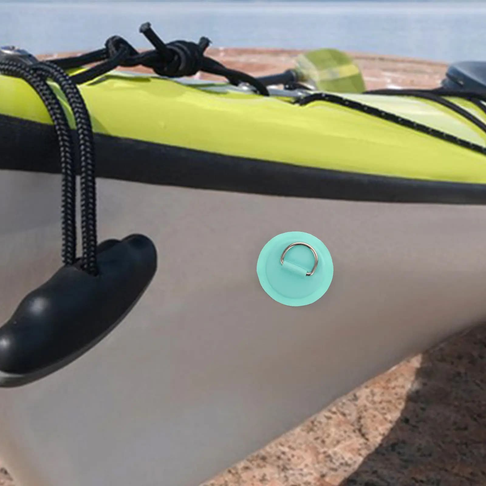 2 fibbie ad anello a D in acciaio inossidabile per kayak, canoa, rafting, fissaggio della corda della barca, sostituzione della linea di ancoraggio compatta e portatile