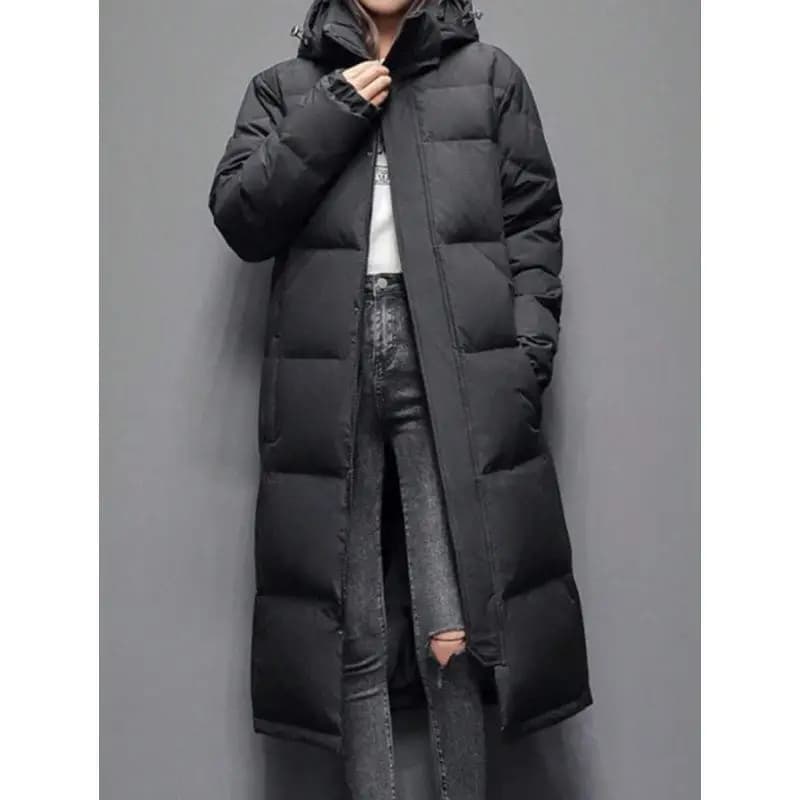 Long Thick down Jacket Women's Winter Coat Ultra-light Breathable Goose down Puffer Coat Extended Length without Hood