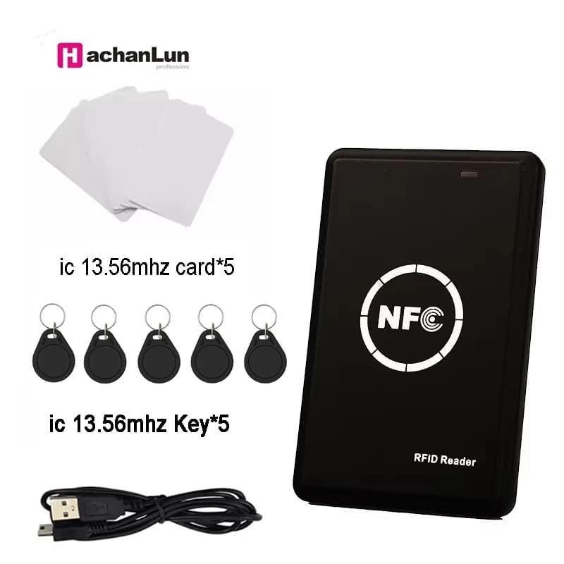 Lettore di schede RFID duplicatore fotocopiatrice 125KHz portachiavi NFC lettore di Smart Card scrittore programmatore crittografato 13.56MHz uid keyfobs