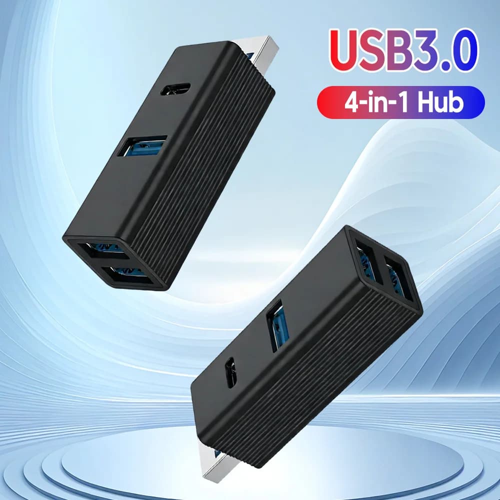 Hub USB 3.0 4 in 1, Adattatore Docking Station USB a USB 3.0 + 2 USB 2.0 + Type-C, Estensore USB Esterno per Laptop e Computer Desktop