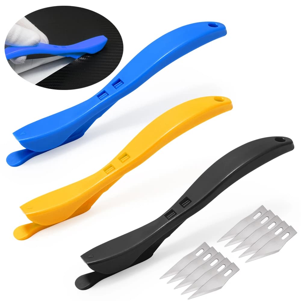 FOSHIO 1/3pcs coltello da taglio per pellicola avvolgente con lame per bisturi strumento da taglio per adesivi oscuranti per auto carta vinilica in fibra di carbonio taglio fai da te