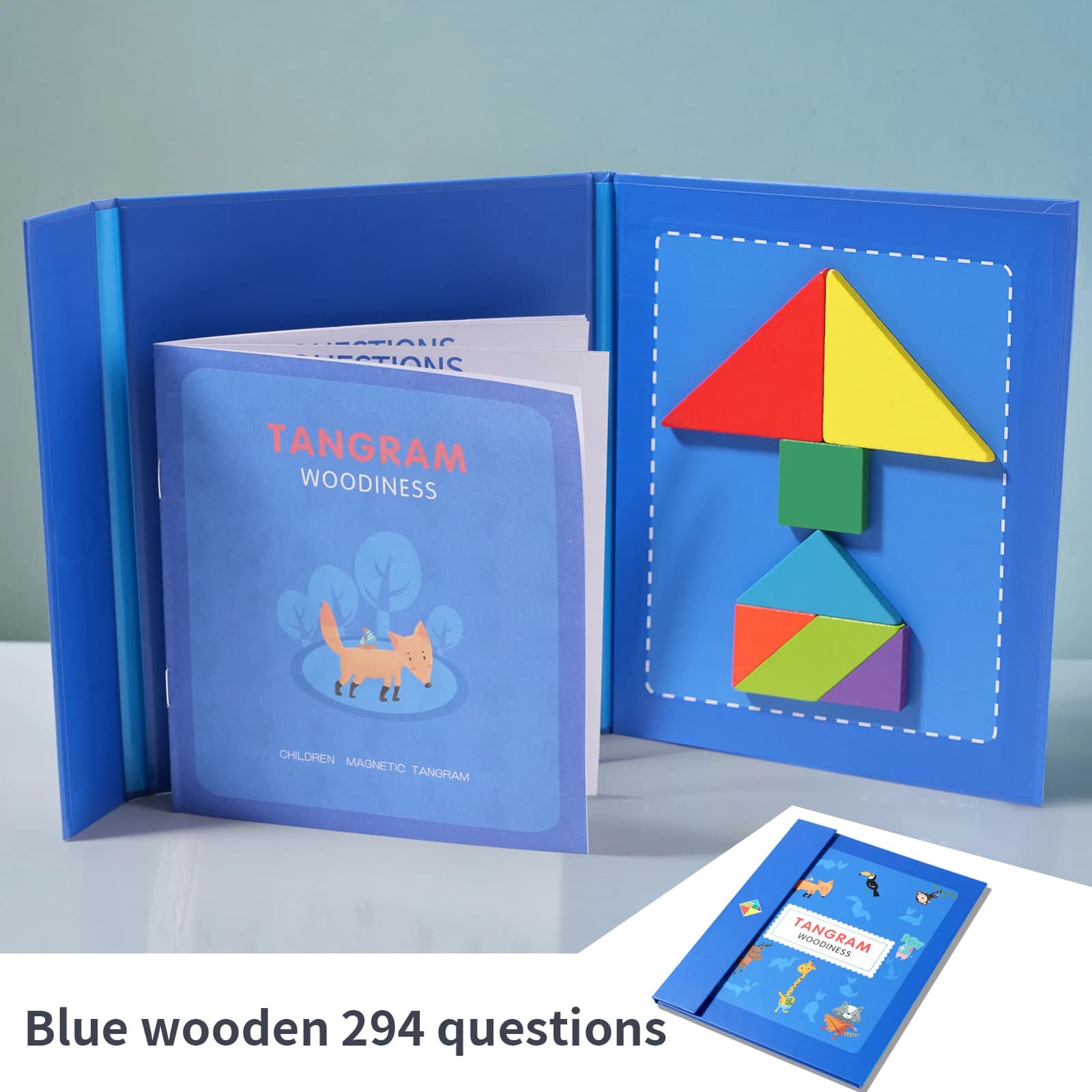 Puzzle in legno Montessori Tangram magnetico Puzzle Libro Giocattoli educativi per bambini Apprendimento Gioco logico Blocco di forma geometrica