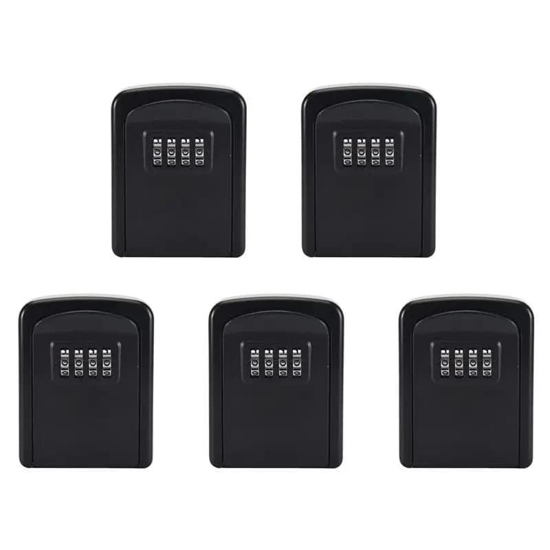 ABKN-5X Cassetta portachiavi da parete con combinazione a 4 cifre per chiavi di casa, cassetta di sicurezza resistente alle intemperie, nera