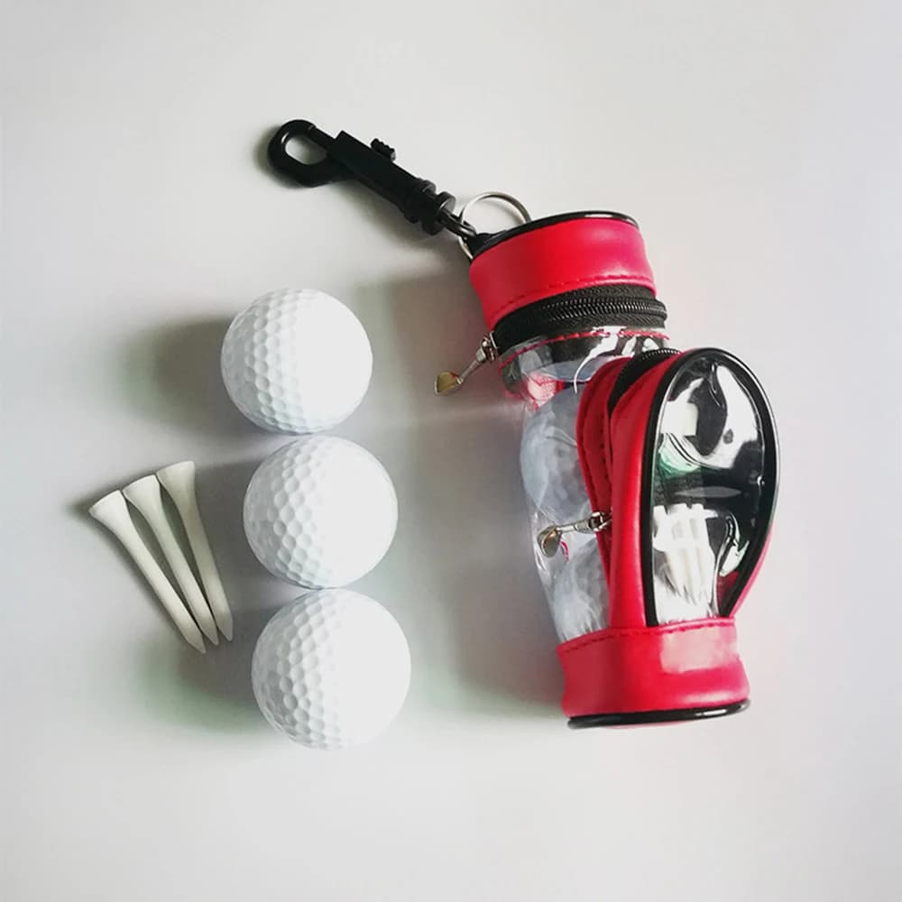 High Quality PU Golf Ball Bag Waterproof Wear-Resistant Durable Portable with 3 Balls 3 Tees Clear Window for Golf Accessories