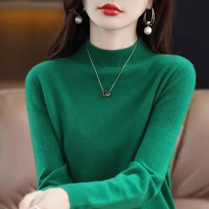 Maglione da donna autunno inverno Camicie casual con fondo caldo Collo a lupetto Maglieria basic Pullover a maniche lunghe Maglione alla moda coreana