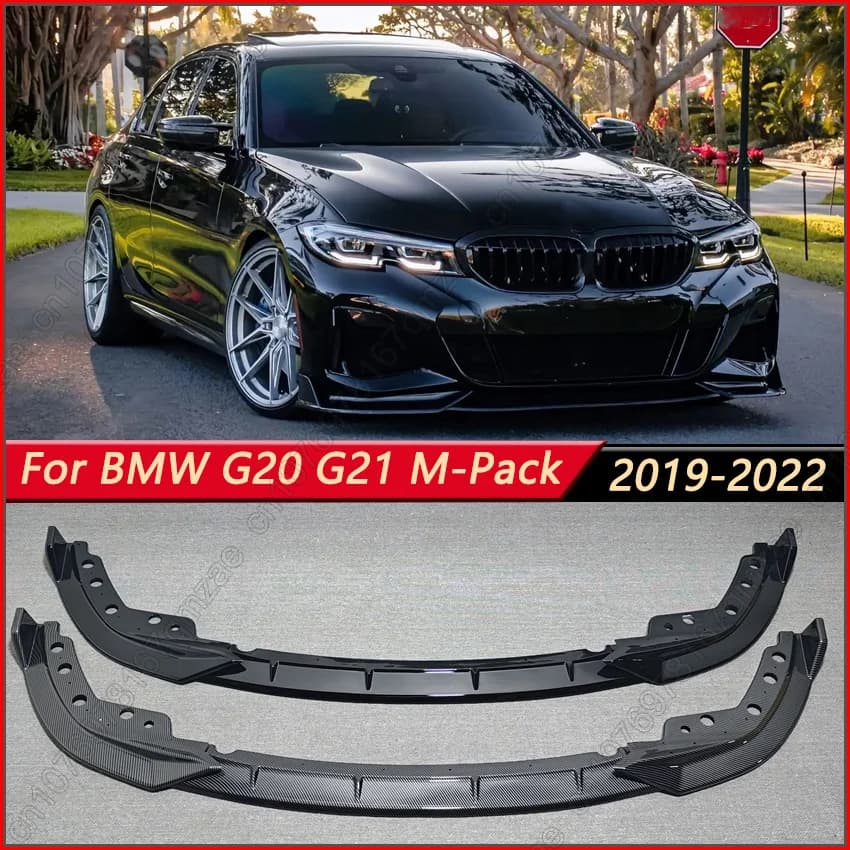 For BMW 3 Series G20 G21 G28 320i 330i M340i M Pack 2019-2022 Front Bumper Lip Spoiler Cap Front Lip Diffuser Guard Cover