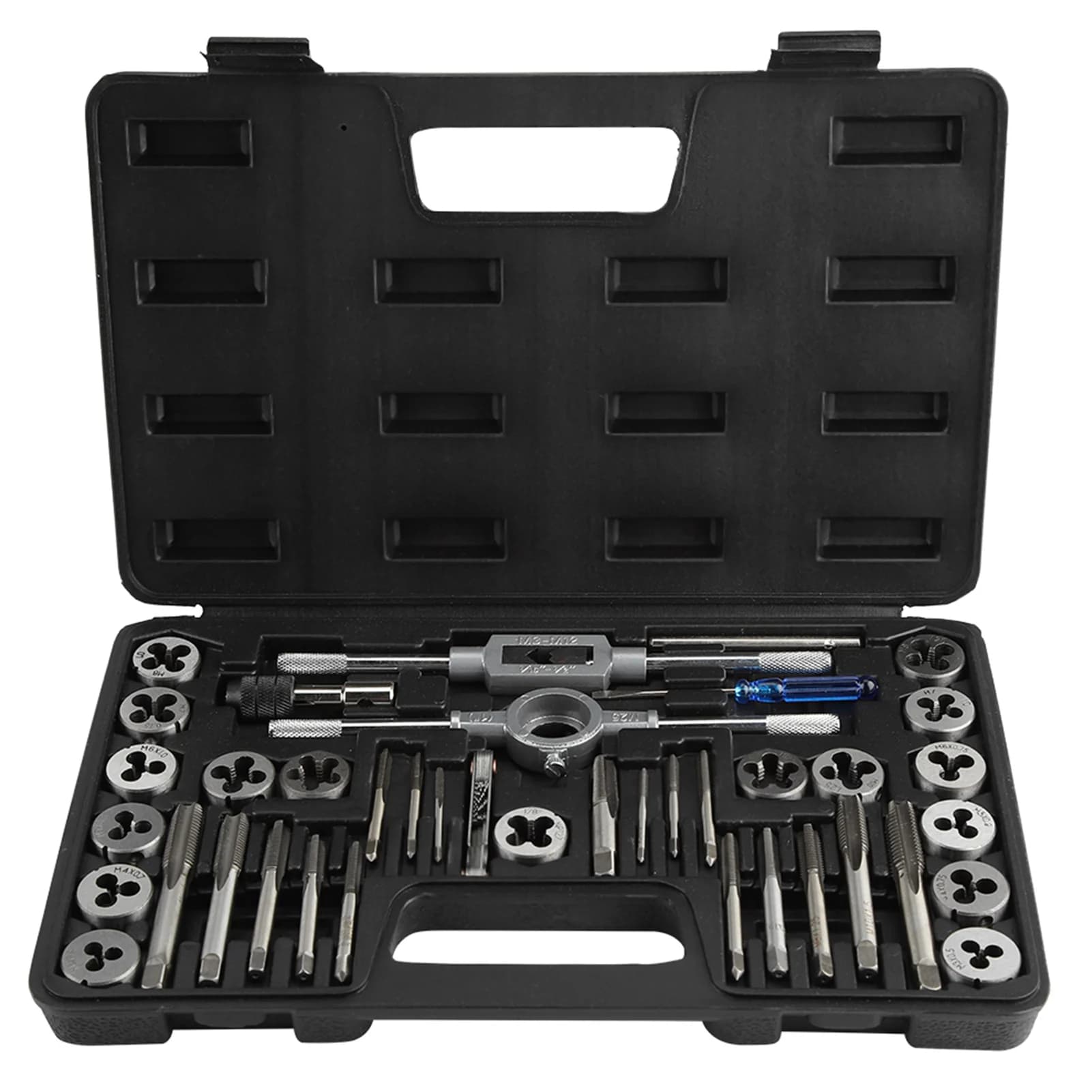 Set di maschi e matrici per dadi a vite M3-M12 da 40 pezzi con chiavi e calibro filettato Utensili manuali resistenti