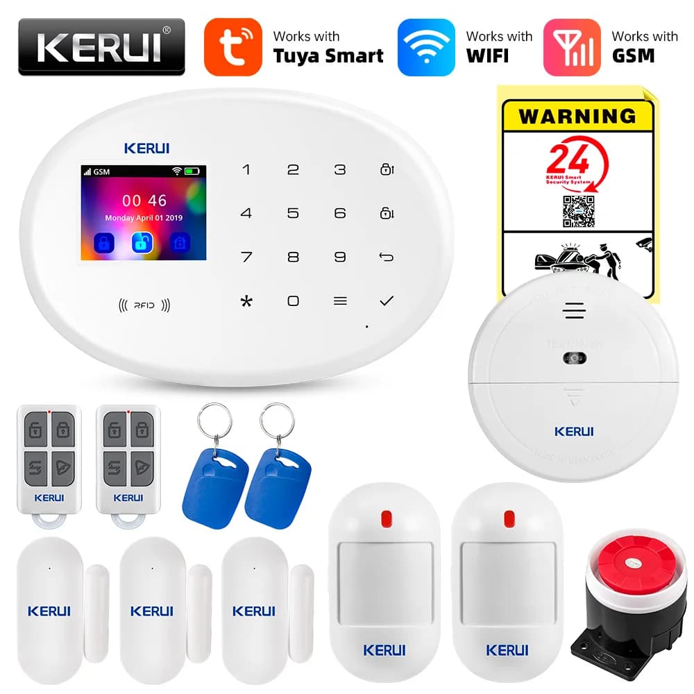 KERUI W202 Sistema di Allarme Secutrity Home WIFI GSM Allarme Tuya Smart Home, Casa Intelligente Rilevatore di Movimento Sensore Porta Antifurto Lavoro Alexa Google