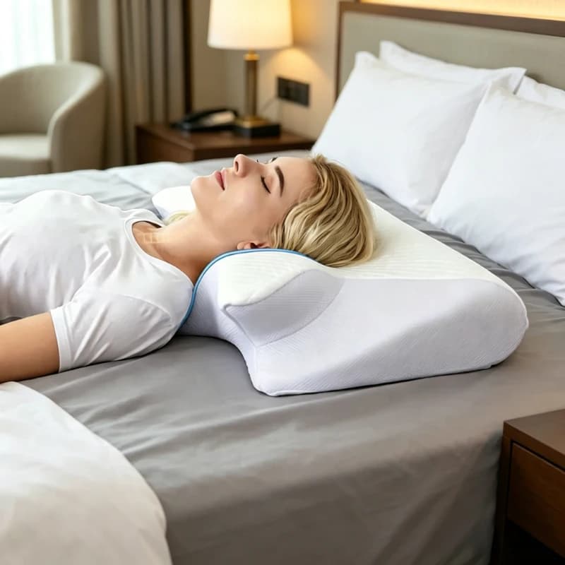 Cuscino Ergonomico per il Collo, Cuscino Cervicale in Memory Foam a Doppio Uso, Cuscino Traspirante per Alleviare l'Affaticamento del Collo