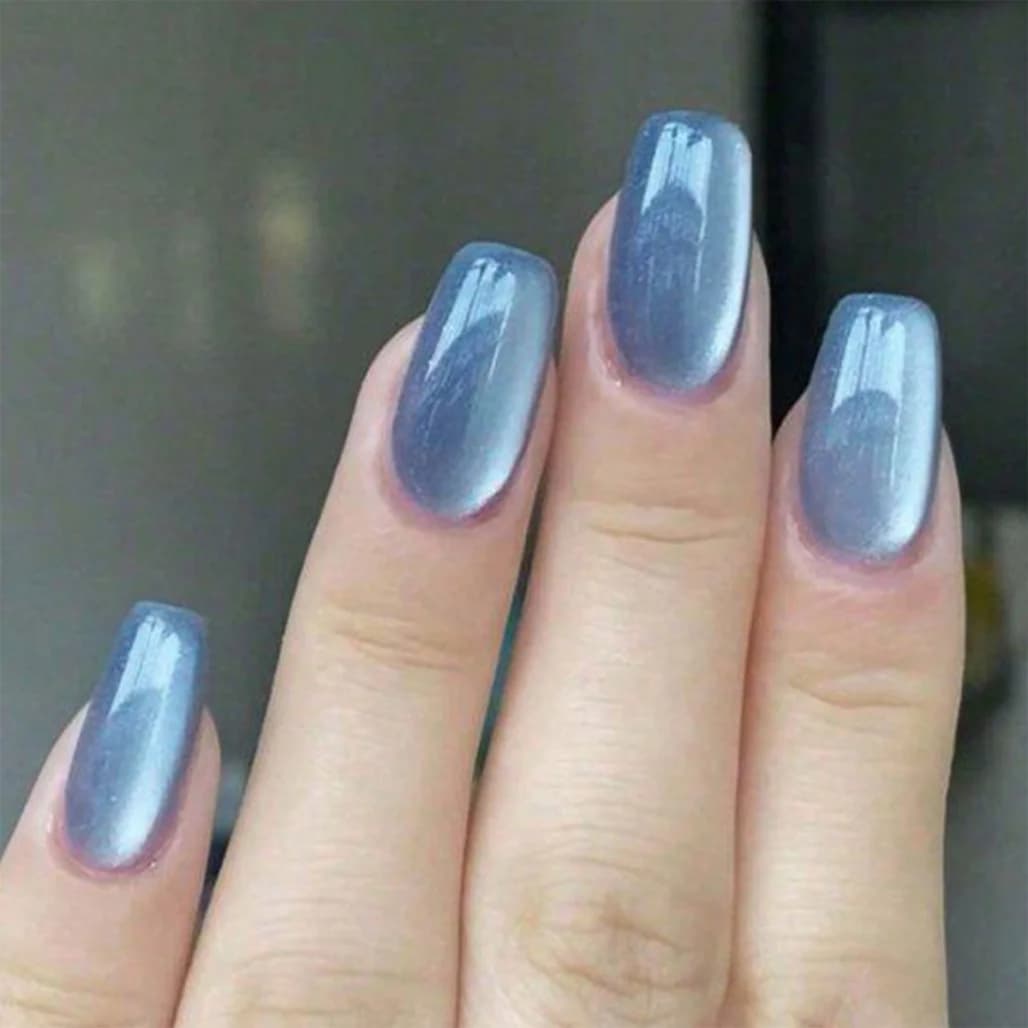 Cat Eye Press On Nails, minimalist manicure and elegant shell, removable fake nail tips and stickers