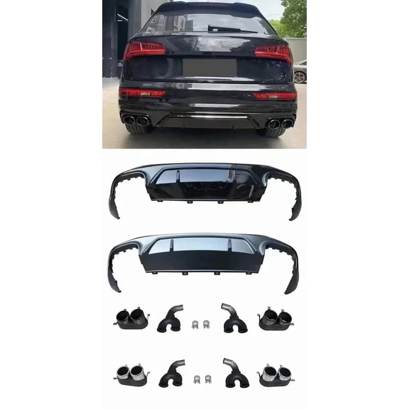 Glossy Black Exterior Rear Diffuser Trim Part For Q5 2018-2021