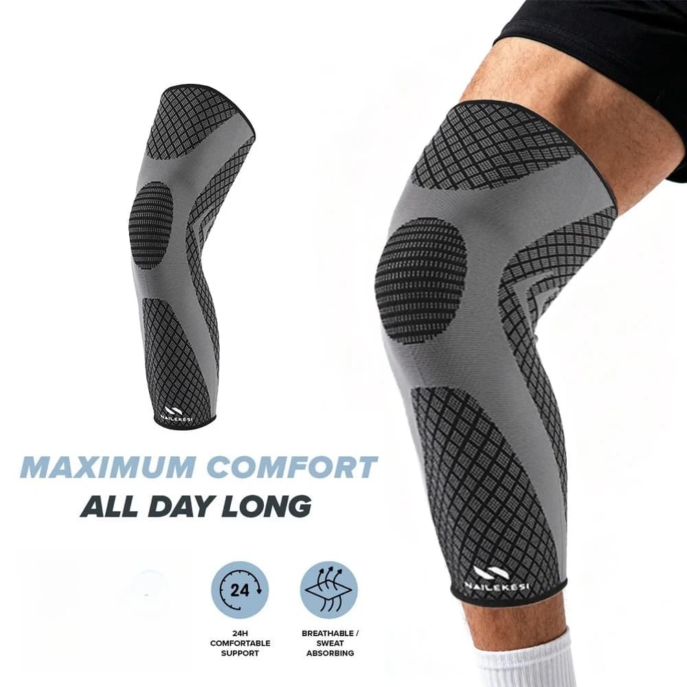 1pc Full Leg Compression Sleeves for Men and Women Long Knee Brace Support for Basketball, Running, Workout, Cycling, Sports