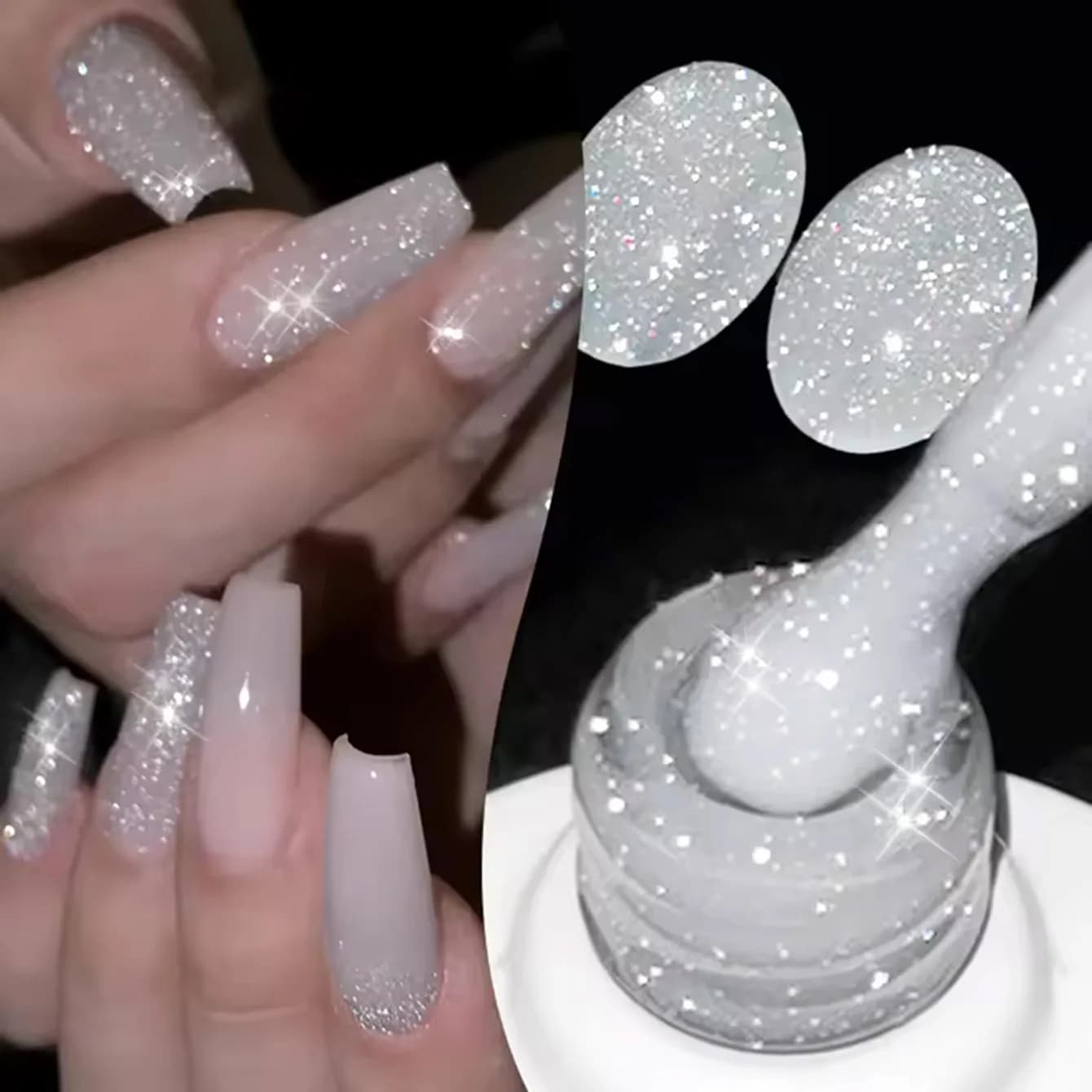 MIANEL 1 pz 12ML Smalto Gel Glitterato Bianco Popolare e Carino per Unghie, Effetto Strobo Fine, per Abiti da Sposa, Forniture per Unghie, Unghie Bianche