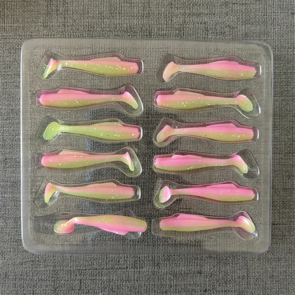 MUKUN 12PCS TPR Galleggiante Mini Richiamo Morbido di Pesca 0.5g/40mm Piccolo Ttail Esca Wobbler Isca Pesca Attrezzatura Da Pesca Artificiale