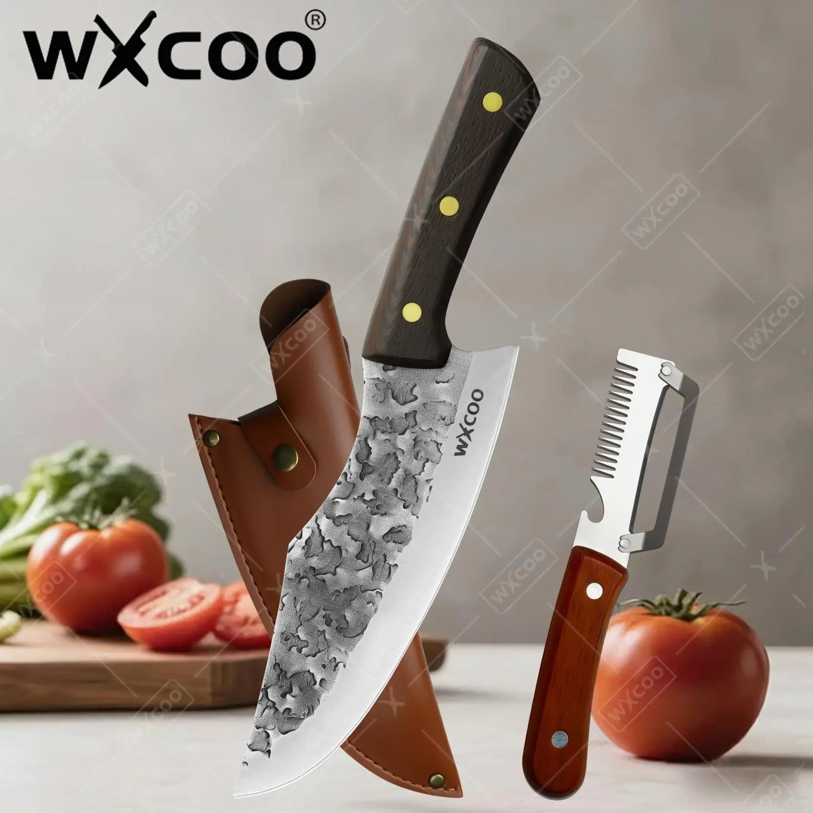 WXCOO Boning Knives Meat Cleaver Butcher Knife Handmade Forged Kitchen Knife Vegetables Cutter Professional Chef Cook Knife