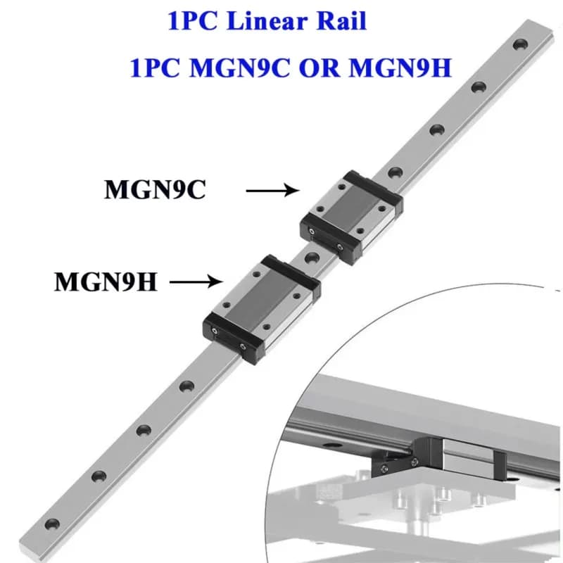 1PC MGN9 9mm Guida lineare 100 150 200 250 300 350 400 450 500 600 800 1000mm guida lineare + MGN9H o MGN9C blocco stampante 3d CNC