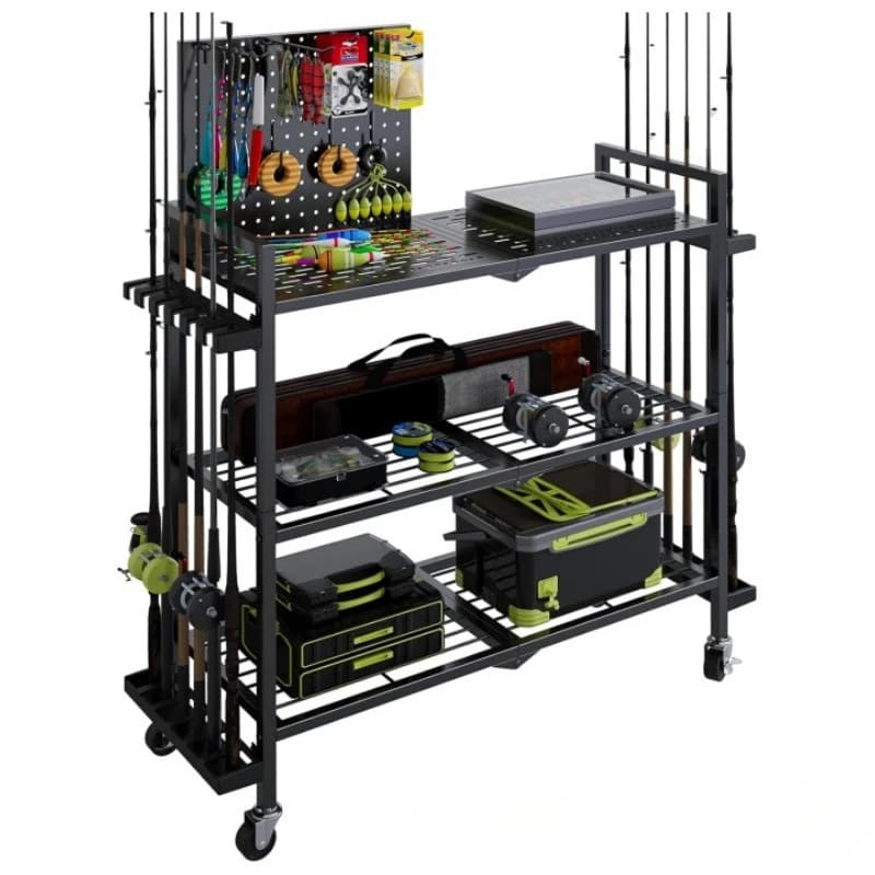 UpgradeRack Home Removable Cart Fishing Gear Sorting Storage Toolbox Fishing Box Fishing Chair Rod Rack