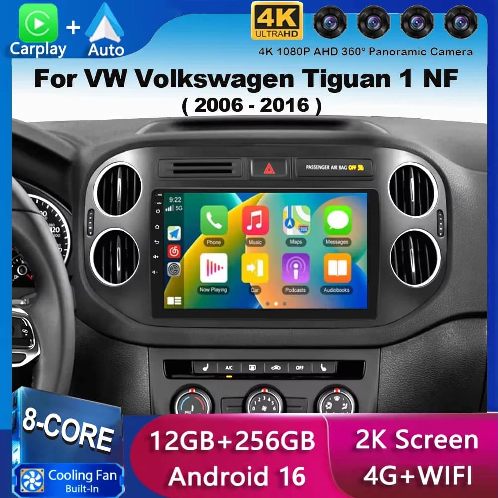Android 15 Auto Carplay Per VW Volkswagen Tiguan 1 NF 2006 2008-2012 2013 2014 2015 2016 Autoradio Multimediale Lettore GPS Stereo