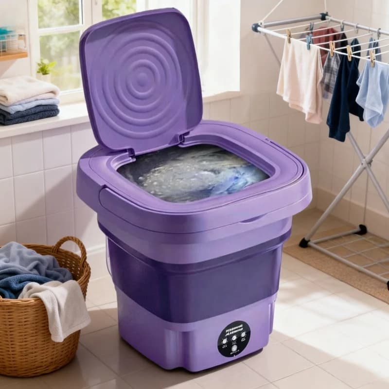 Lavatrice Portatile Compatta Pieghevole da 8L con Funzione di Centrifuga Temporizzata per Calzini, Biancheria Intima, Lavatrice Automatica