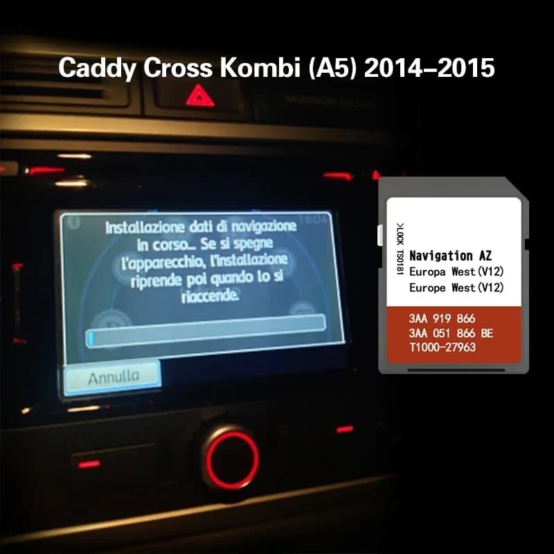 Montaggio per VW Caddy Cross Kombi (A5) 2014-2015 Scheda SD mappa Slovacchia Slova