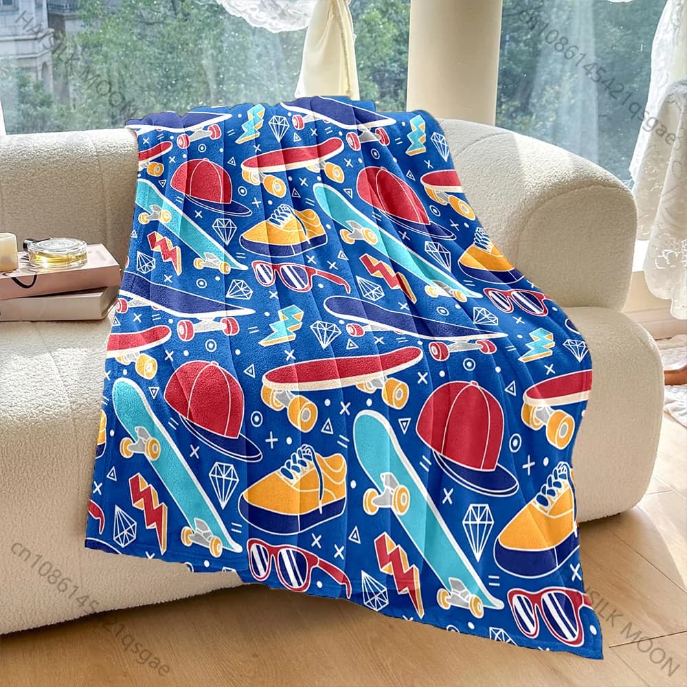 Cappelli e scarpe da skateboard multi-dimensione Coperta modello Materiale in flanella Morbido caldo per tutte le stagioni Casa da campeggio all'aperto Picnic RV