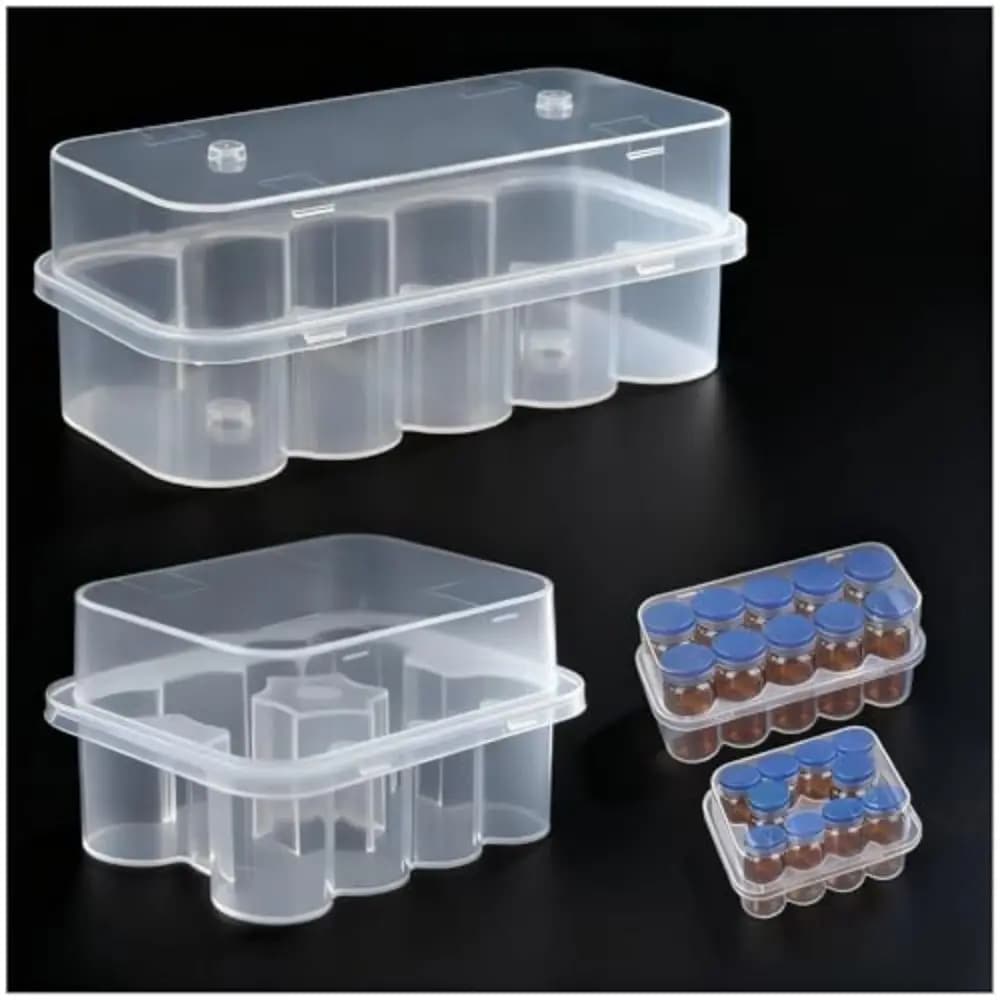 3ML/10mL Custodia per fiale da 10 slot Scatola di immagazzinaggio per microtubi impilabile in plastica Trasparente Scatola per tubi per congelatore Forniture per diabetici