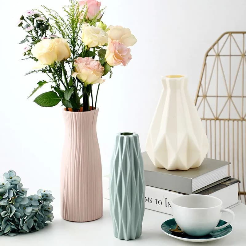 Vaso in Plastica Bianco Imitazione Ceramica, Decorazione per Casa, Fioriera, Cesto per Piante, Stile Nordico, per Matrimoni, Tavolo da Pranzo, Camera da Letto