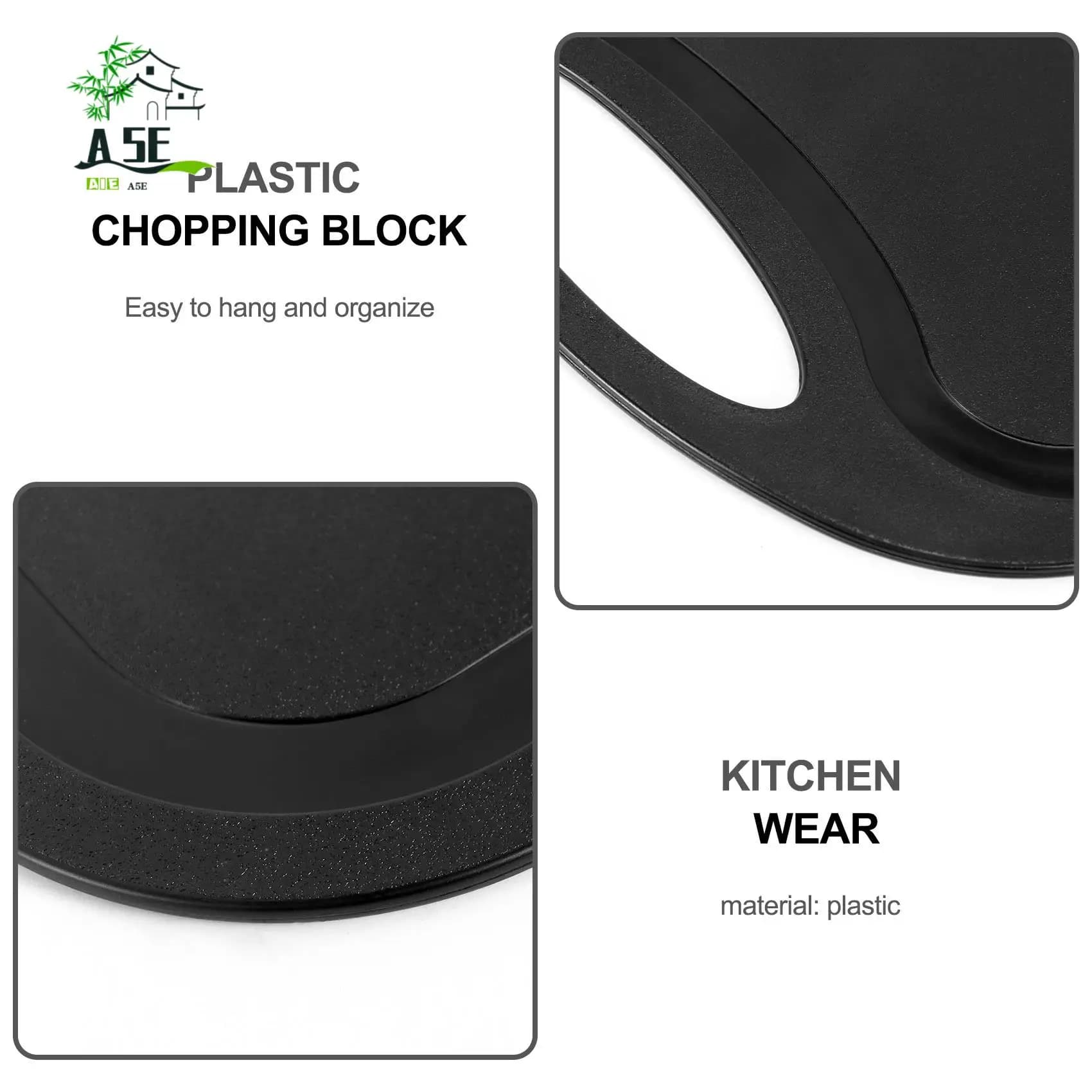 A05E-Tagliere in Plastica per Carne e Verdure, Antiscivolo, Anti-Overflow, con Foro per Appendere
